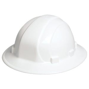 Hard Hat, ERB Omega II, Full Brim, Ratchet Suspension, White, 19911