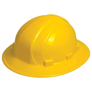 Hard Hat, ERB Omega II, Full Brim Style, Ratchet Suspension,Yellow, 19952